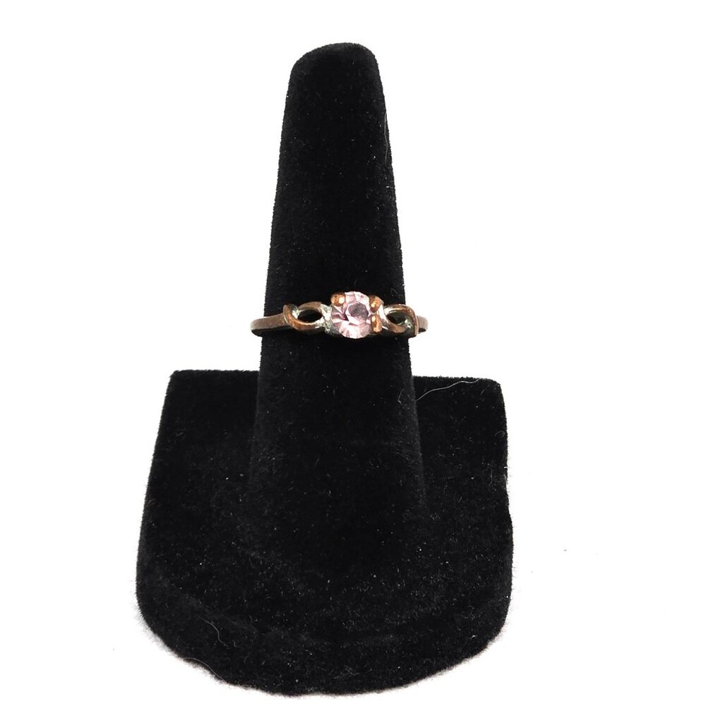 Vintage Pink Gemstone Copper Engagement Ring Delicate Solitaire Design